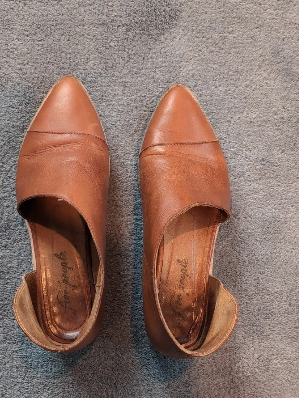 Free People Women's Royale Flat In Tan Brown Leather